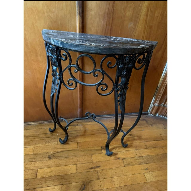 Metal Antique French Demilune Console For Sale - Image 7 of 12