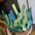 Iridescent Blue Green Fused Art Glass Coral Basket Bowl – Sculptural Studio Glass For Sale - Image 11 of 11