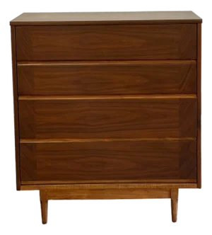 1960s Highboy Dresser With Cross Grain