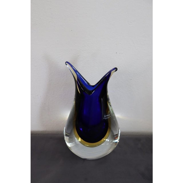 Blue and Yellow Murano Glass Vase from Formia, 1970s For Sale - Image 4 of 14