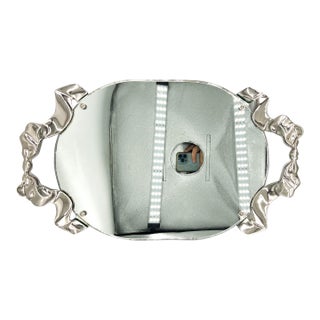 1988 Godinger Silver-Plated Bow & Ribbon Mirrored Vanity Tray – Hollywood Regency / Art Nouveau Revival For Sale