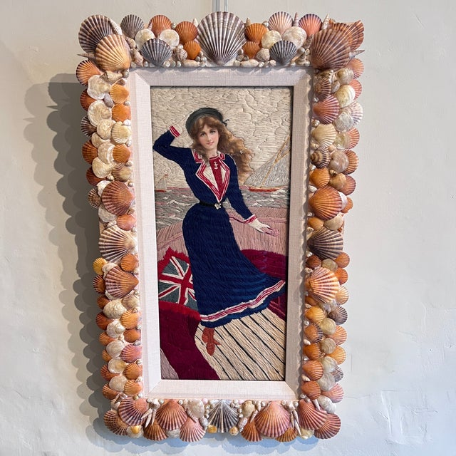 Antique Edwardian Woolie with Sailor Girl Woolwork, 1890s For Sale - Image 9 of 10