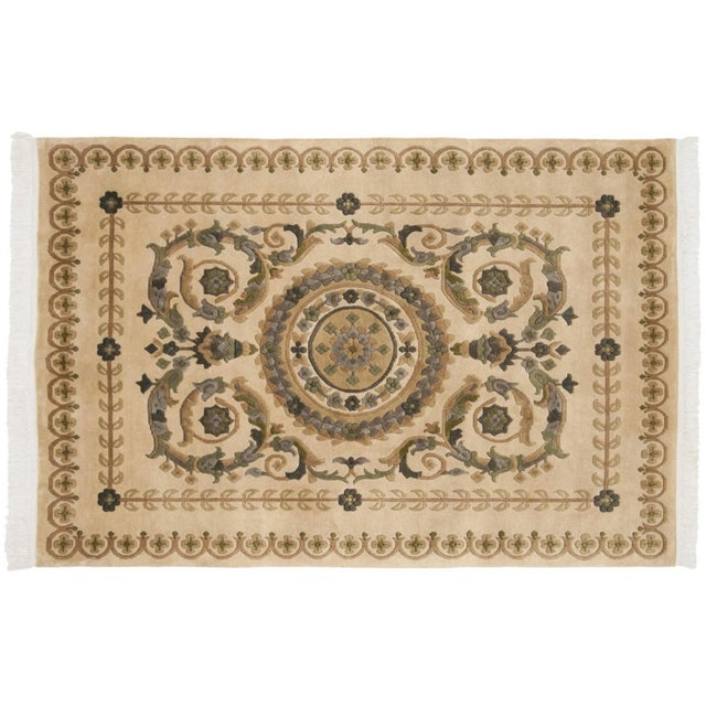 Vintage Indian Savonnerie Design Rug - 4' X 5'9" For Sale - Image 10 of 10