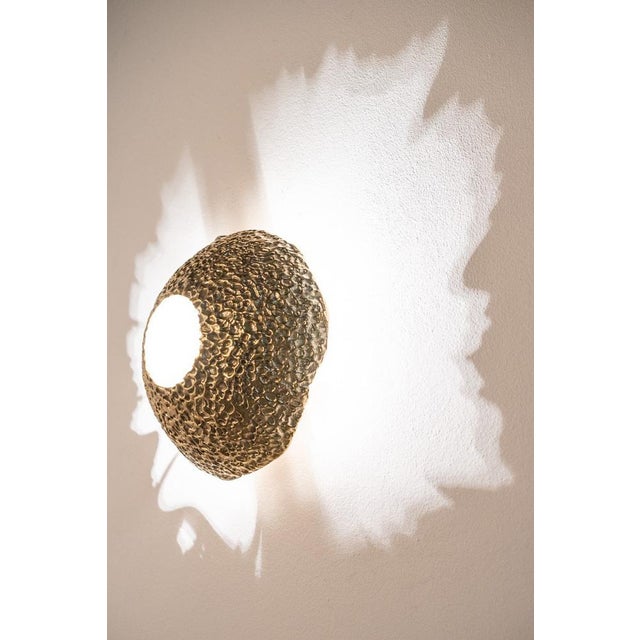 Brutalist Sconce in Bronze, Brass and Alabaster, 1970s For Sale - Image 6 of 7