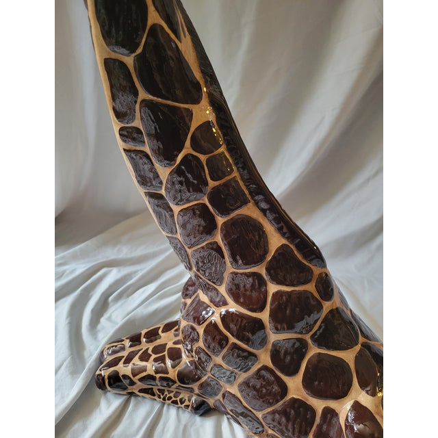 1970s 1970s Mid-Century Large Glazed Ceramic Seated Giraffe Figure For Sale - Image 5 of 11