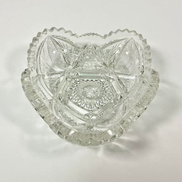 American Late 1800s Antique Boho Chic Hollywood Regency American Brilliant Cut Heart Serving Dish. For Sale - Image 3 of 7