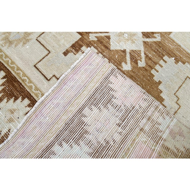 1970s 1970s Vintage Handmade Wool Cotton Beige Runner Rug For Sale - Image 5 of 11