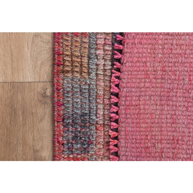 Pink Red Vintage Oushak Wool Turkish Runner Rug For Sale - Image 10 of 11