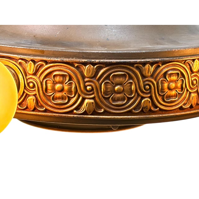 1920s Pendant With Acorn Shaped Shade and Four Bare Bulbs and Original Paint Finish For Sale In Los Angeles - Image 6 of 14