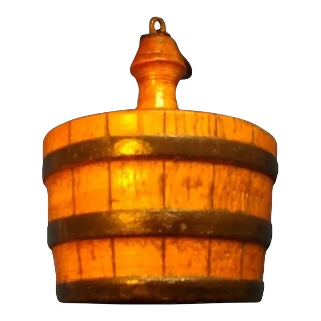 Antique 19th Century American Country Store Carved Wood Treen Barrel For Sale