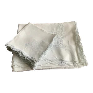Vintage 1950's Hand Embroidered Tablecloth & 12 Napkins