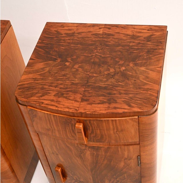 Brown Art Deco Walnut Bedside Cabinets, 1930, Set of 2 For Sale - Image 8 of 11