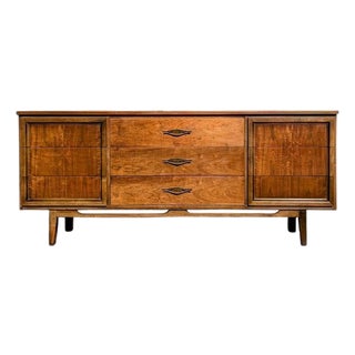 Late 20th Century L.A. Period Furniture Nine-Drawer Walnut Dresser For Sale