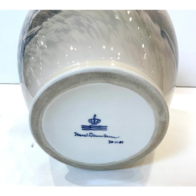 English 1951 Royal Copenhagen Large Vase With Landscape Design. For Sale - Image 3 of 8