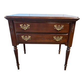 Ethan Allen Georgian Court End Table Solid Cherry With 2 Drawers. For Sale
