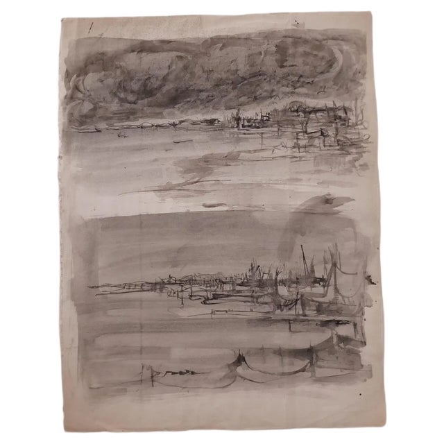 Rudolf Hausner - Landscape - Original Watercolor on Paper - Mid-20th Century For Sale