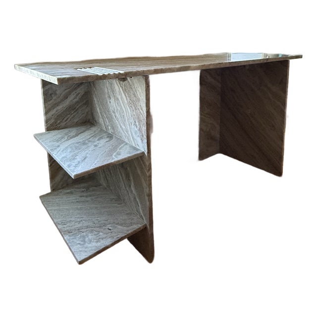 Cb2 Hera Torrento Brown Marble Desk (Discontinued) For Sale