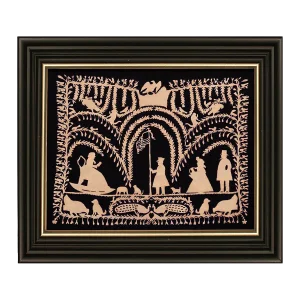 American Fantasy Scherenschnitte Paper Cutting in Black Frame With Gold Trim