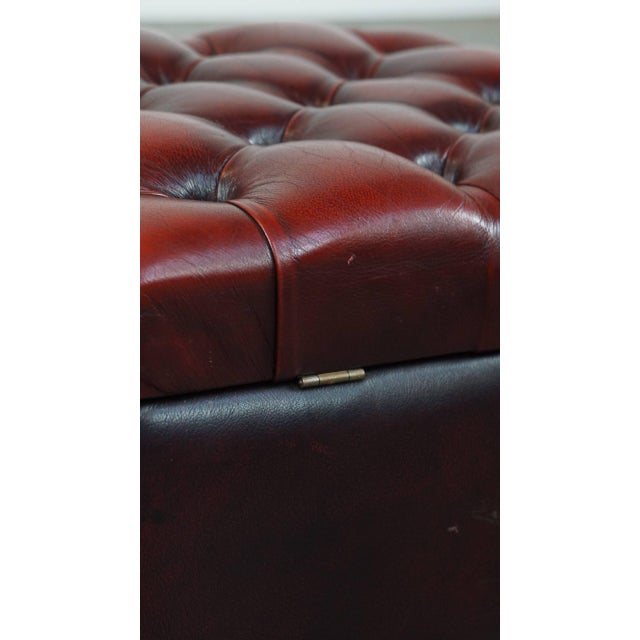 Chesterfield Ottoman with Storage in Cow Leather For Sale - Image 11 of 12