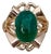 7 Carat Elongated Oval Emerald Cabochon 14 Karat Rose Gold Cocktail Ring Vintage For Sale