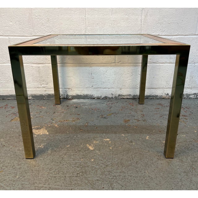 Mid 20th Century Brass & Burl Accented Glass Side Table For Sale In New York - Image 6 of 13