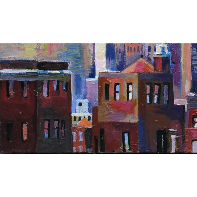 2020s Oil Painting of Nyc Skyline With Chrysler Building "Nyc Roofs" by Natalia Bessonova For Sale - Image 5 of 6