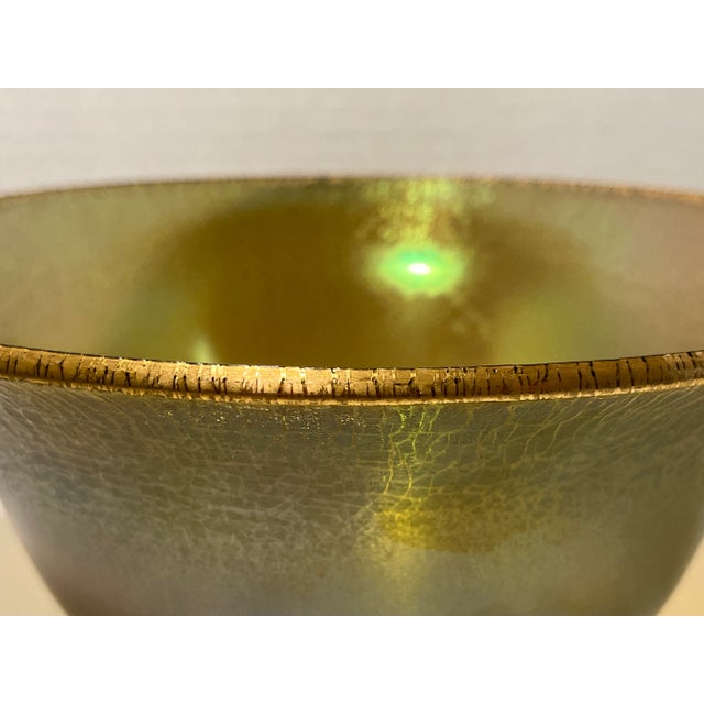 1970s Vintage Gold Iridescent Art Glass Decorative Bowl For Sale - Image 5 of 8