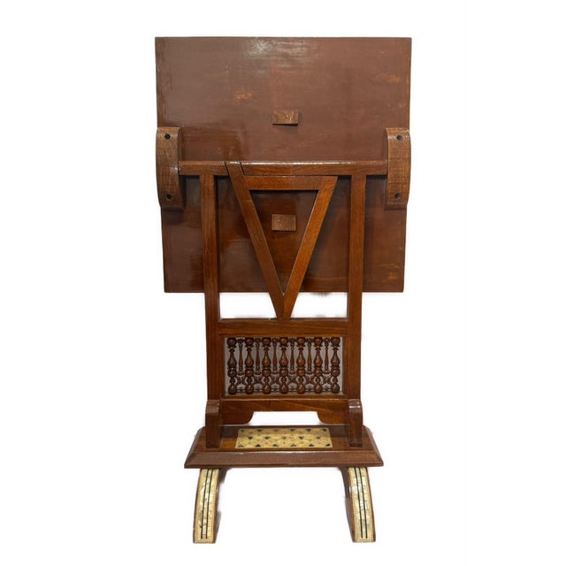 Handmade Arabic Folding Chess Table – Solid Wood & Mother of Pearl Inlay For Sale - Image 9 of 11