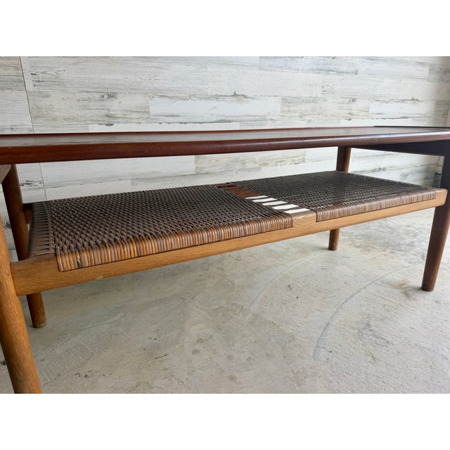 Mid-Century Modern Teak and Cane Coffee Table by Hans J. Wegner for Andreas Tuck For Sale In Dallas - Image 6 of 10