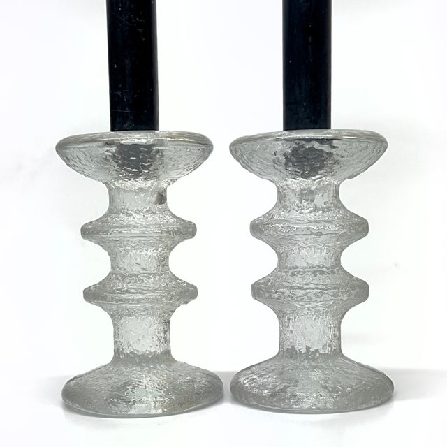 Iittala Festivo Glass Candleholders by Timo Sarpeneva for Iittala Circa 1966 - A Pair For Sale - Image 4 of 9