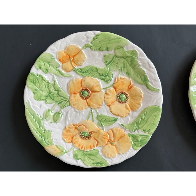 Shafford China Vintage Shafford Majolica Style Floral Plate Set of 4 For Sale - Image 4 of 11