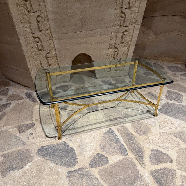 Neoclassical Neoclassical Brass Plated Coffee Table La Barge Hoof Legs For Sale - Image 3 of 9