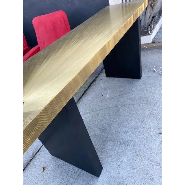 1960s 1960s Modern Soleil Brass Console Table For Sale - Image 5 of 9