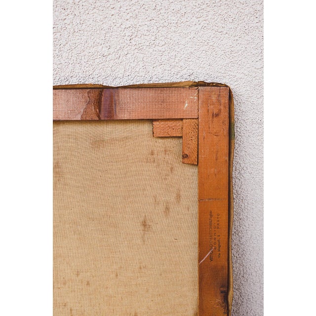 Blue Emanuele Bettini, Vase of Flowers, 1963, Oil on Canvas For Sale - Image 8 of 9