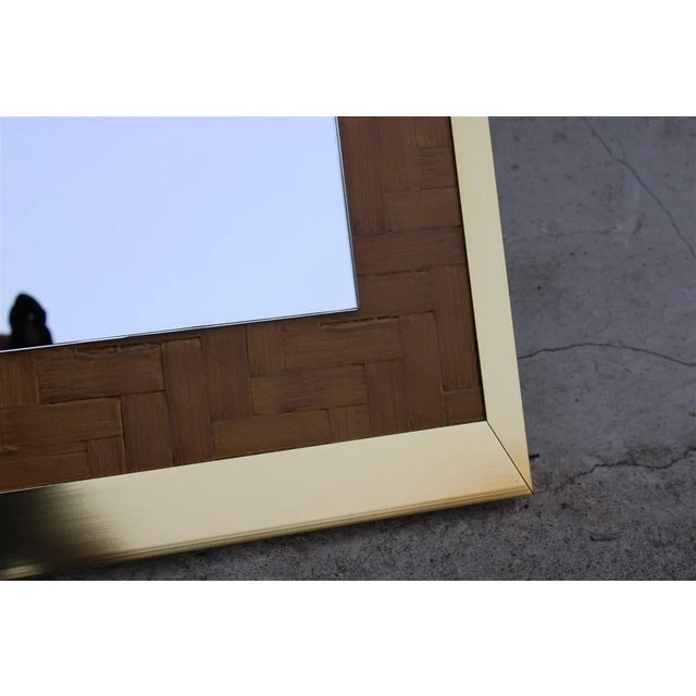 Rectangular Mirror in Straw & Brass from Zevi Arredamenti, Italy, 1970s, in Very Good conditions. Designed 1970 to 1979...