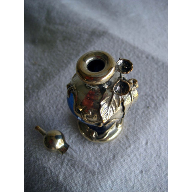 Metal 1910s Art Nouveau Silver Overlay Glass Perfume Bottle For Sale - Image 7 of 9