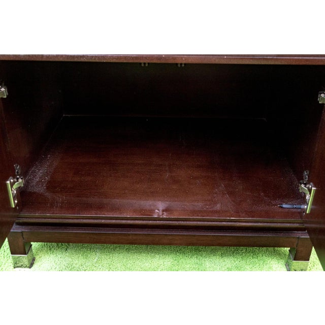 Vintage Post-Modern Chinese Mirrored Accent Cabinet With Fret Detail For Sale In Portland, ME - Image 6 of 7