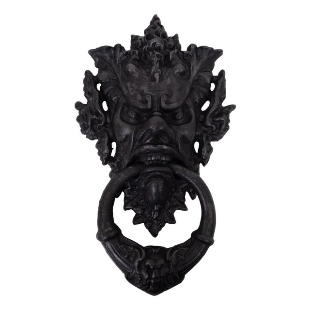 Large Gothic Cast Iron Devil Door Knocker, India, 1950s For Sale
