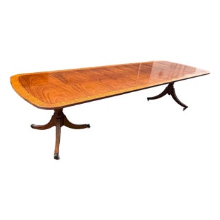 1970s Baker Furniture Historic Charleston Georgian Double Pedestal Dining Table 3 Leaves For Sale