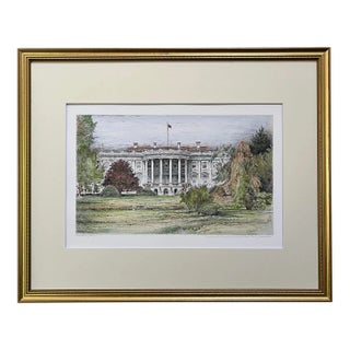 Original Color Etching the White House Washington d.c. By Paul Geissler Circa 1923 For Sale