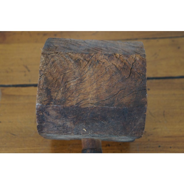 Brown Antique 1910s Primitive Rustic Wooden Octagonal Sledge Hammer Carpenter Mallet For Sale - Image 8 of 13