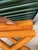 Billy Baldwin Pair of 1970s Billy Baldwin Style X-Base Ottomans in Original Orange Herringbone Upholstery For Sale - Image 4 of 9