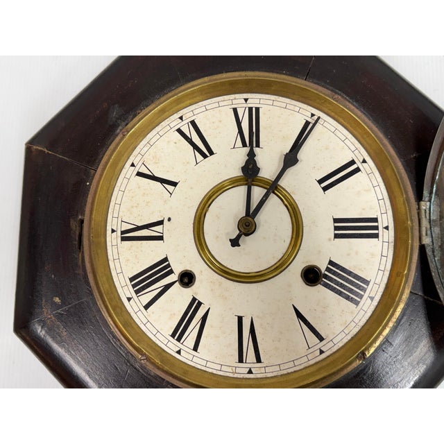 Octagonal Drop Wood Wall Clock, Antique For Sale In San Francisco - Image 6 of 12