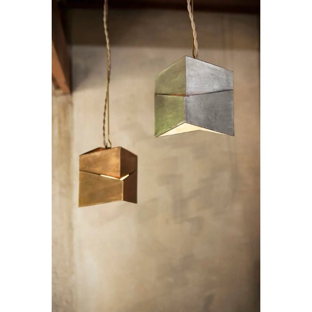 Sculptural Brass Pendant For Sale - Image 4 of 5