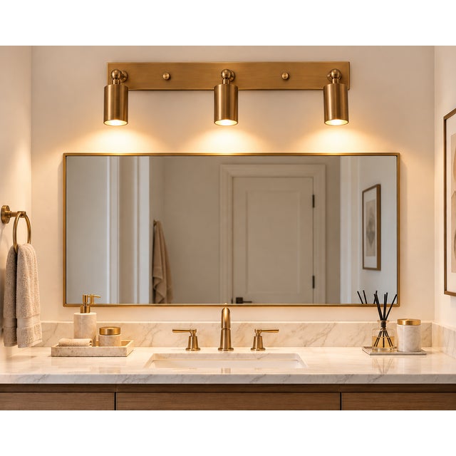 Not Yet Made - Made To Order Handcrafted Brass 3-Light Adjustable Vanity Sconce, Cylinder Wall Light for Bathroom & Mirror For Sale - Image 5 of 10