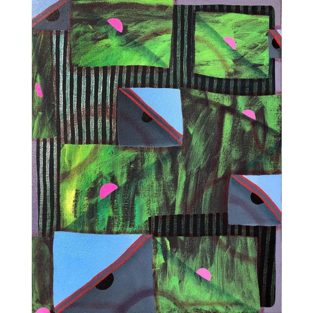 Max Manning “Untitled (CVS143)” Contemporary Green, Blue, & Pink Geometric Abstract Painting, 2019 For Sale