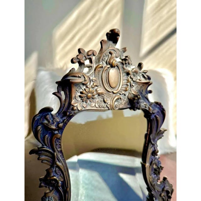 Beautiful antique (probably) bronze Rococo style French big table or makeup mirror from the 19th or early 20th century....
