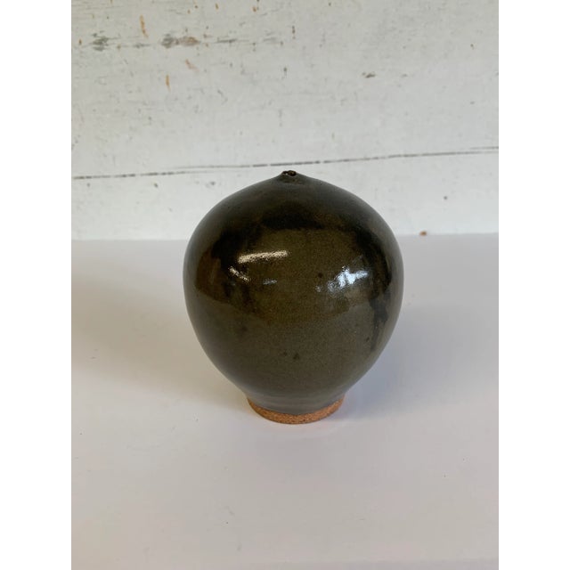 Mid-Century Modern Green Brown Glaze Ceramic Weedpot For Sale - Image 10 of 10