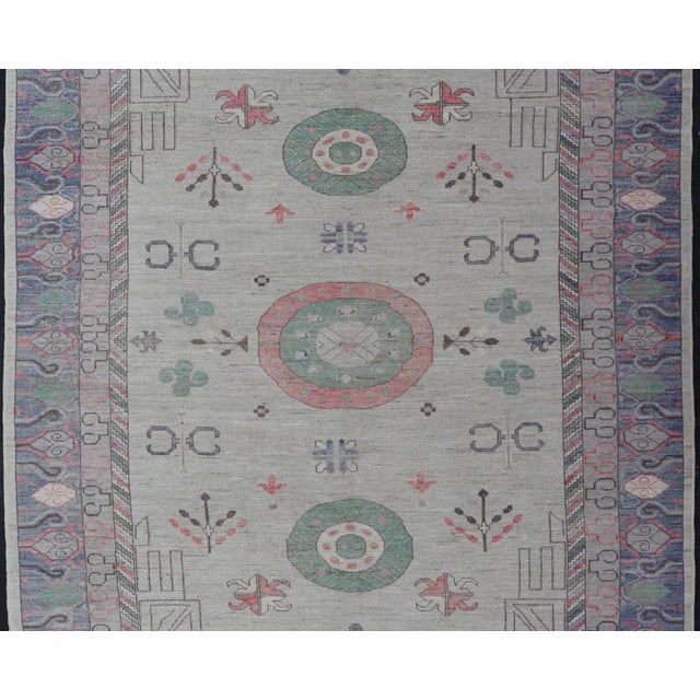 Abstract Hand Knotted Colorful Khotan Rug by Keivan Woven Arts, 9'8" X 13'0 For Sale - Image 3 of 12