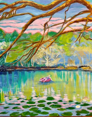 "Floating 2" Expressionist Painting by Susan Stewart in 2024 and Is Done With Oil on Canvas. The Size Is 24 X 30 Inches